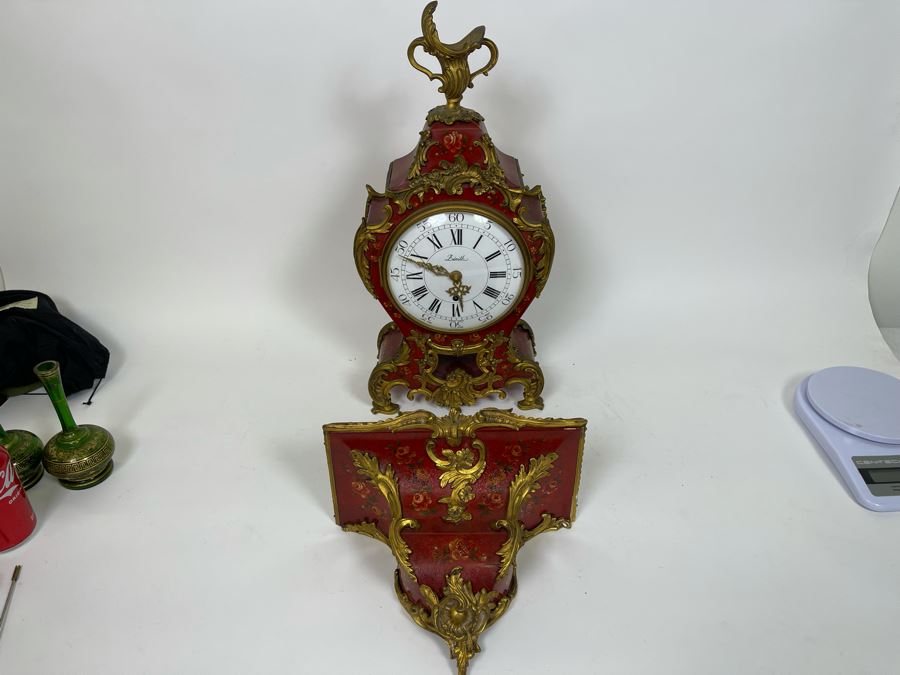 Zenith Swiss Made Pendulum Clock 9W X 4D X 20H With Shelf 11W X 6D X 9H - No Key - Untested [Photo 15]