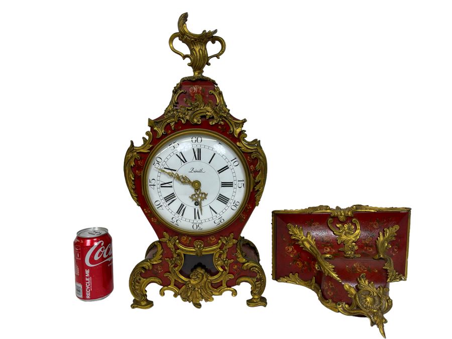 Zenith Swiss Made Pendulum Clock 9W X 4D X 20H With Shelf 11W X 6D X 9H - No Key - Untested [Photo 1]