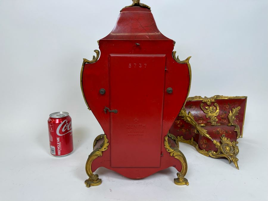 Zenith Swiss Made Pendulum Clock 9W X 4D X 20H With Shelf 11W X 6D X 9H - No Key - Untested [Photo 16]