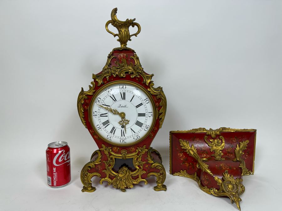 Zenith Swiss Made Pendulum Clock 9W X 4D X 20H With Shelf 11W X 6D X 9H - No Key - Untested [Photo 2]