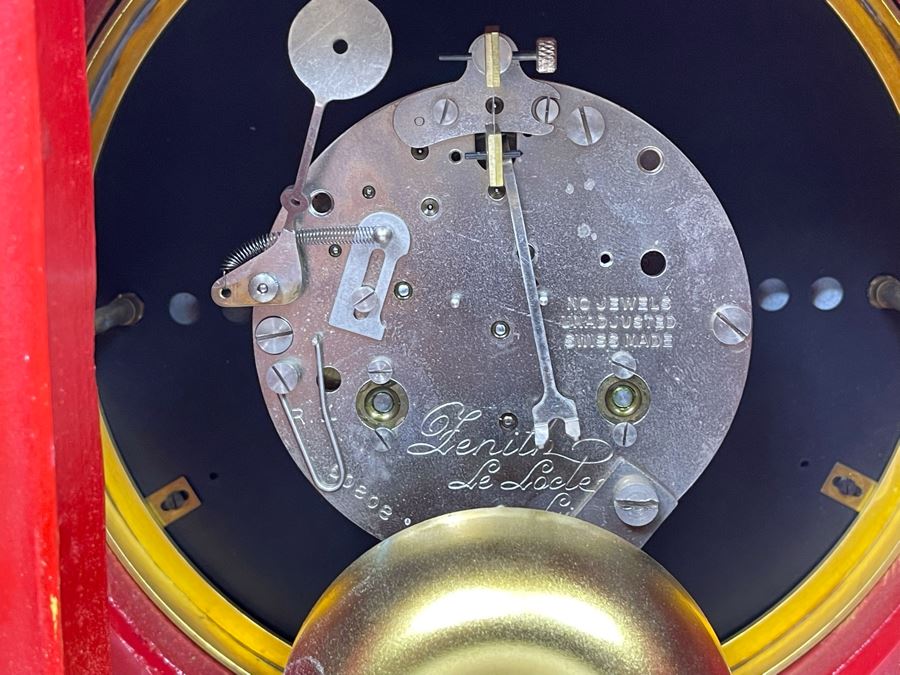 Zenith Swiss Made Pendulum Clock 9W X 4D X 20H With Shelf 11W X 6D X 9H - No Key - Untested [Photo 22]