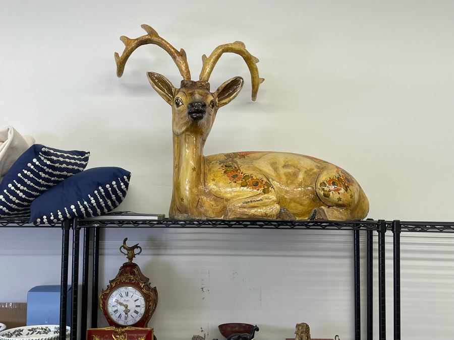 Sergio Bustamante Large Limited Edition Hand Signed Paper-Mache Large Deer Sculpture Rare 49 Of 100 32W X 21D X 34H Estimate $10,000 [Photo 35]