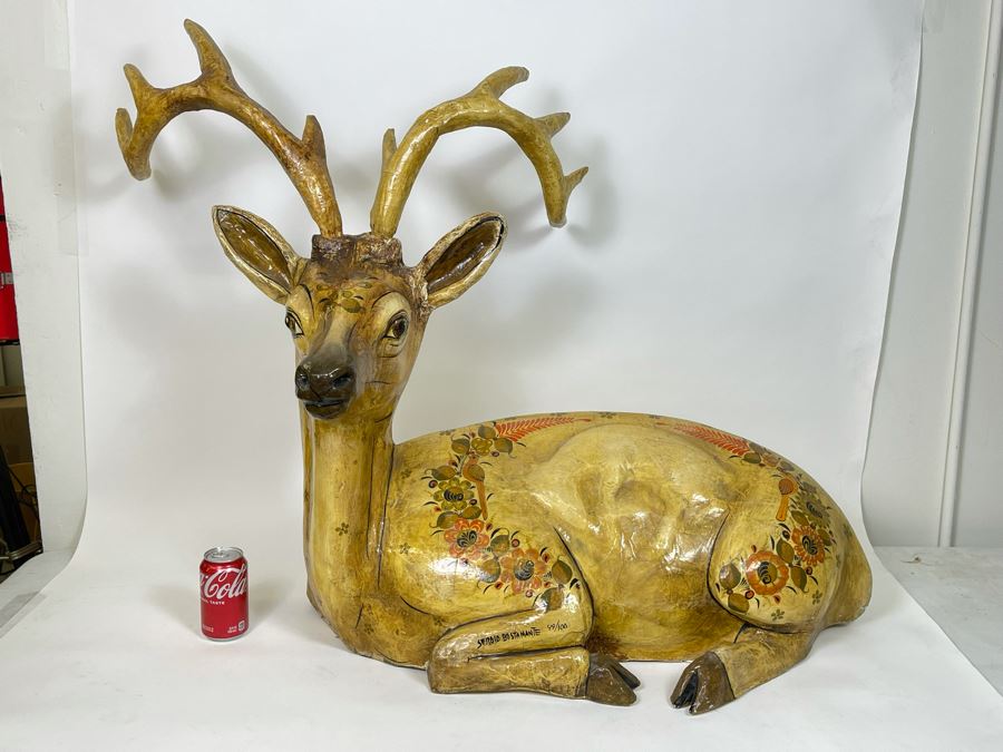 Sergio Bustamante Large Limited Edition Hand Signed Paper-Mache Large Deer Sculpture Rare 49 Of 100 32W X 21D X 34H Estimate $10,000 [Photo 2]