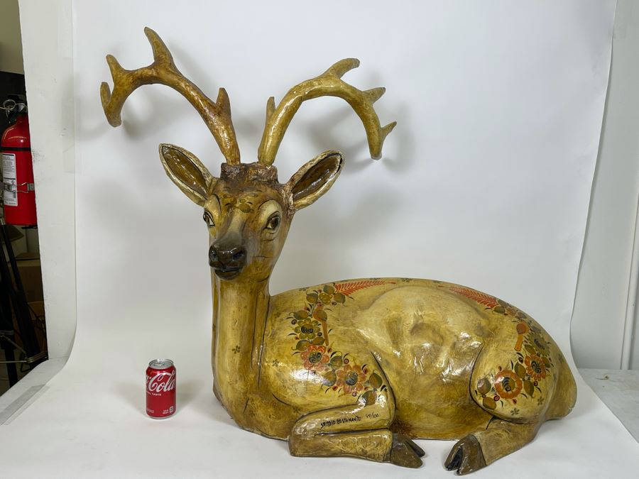 Sergio Bustamante Large Limited Edition Hand Signed Paper-Mache Large Deer Sculpture Rare 49 Of 100 32W X 21D X 34H Estimate $10,000 [Photo 3]