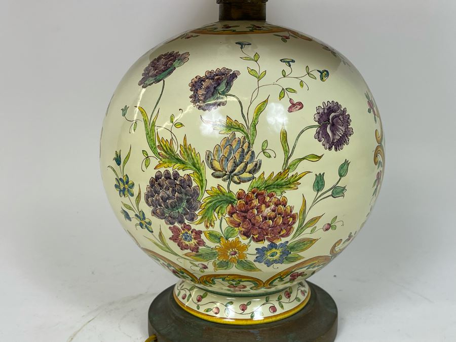Vintage Handpainted Floral Table Lamp With Shade 22H [Photo 6]