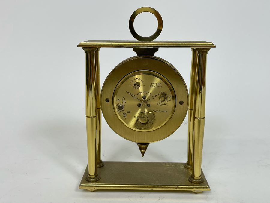 Working Brass Swiza-Sheffield 8 Day 7 Jewels Swiss Clock 4.25W X 2D X 6H [Photo 6]