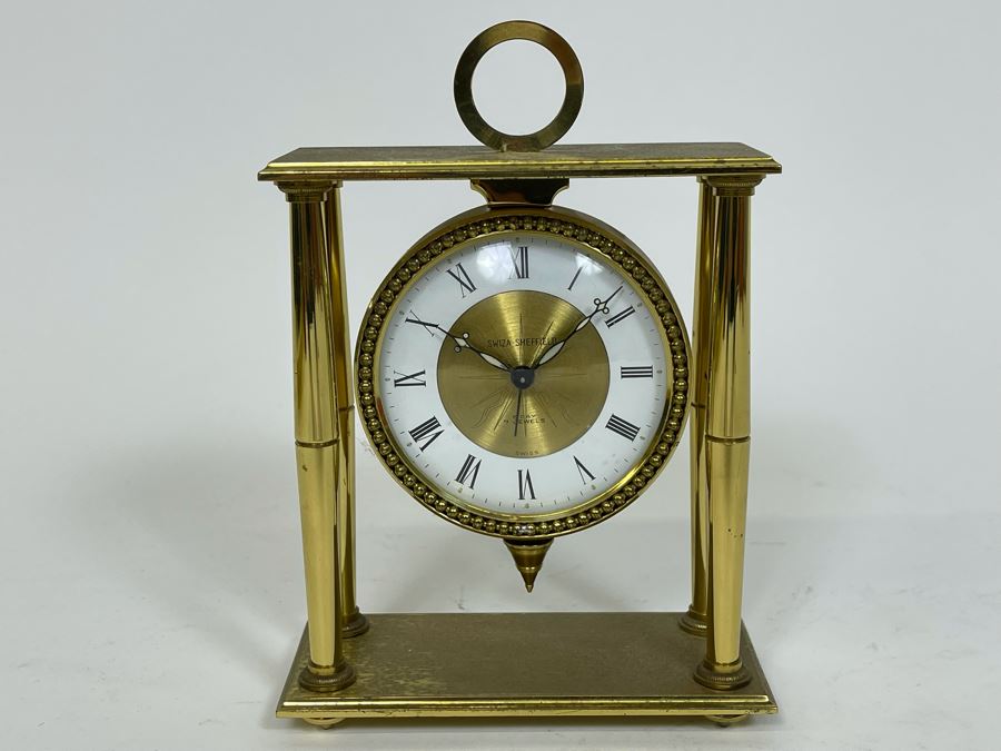 Working Brass Swiza-Sheffield 8 Day 7 Jewels Swiss Clock 4.25W X 2D X 6H [Photo 2]