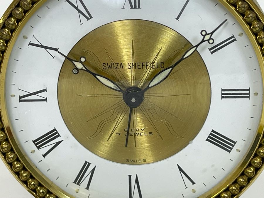 Working Brass Swiza-Sheffield 8 Day 7 Jewels Swiss Clock 4.25W X 2D X 6H [Photo 4]