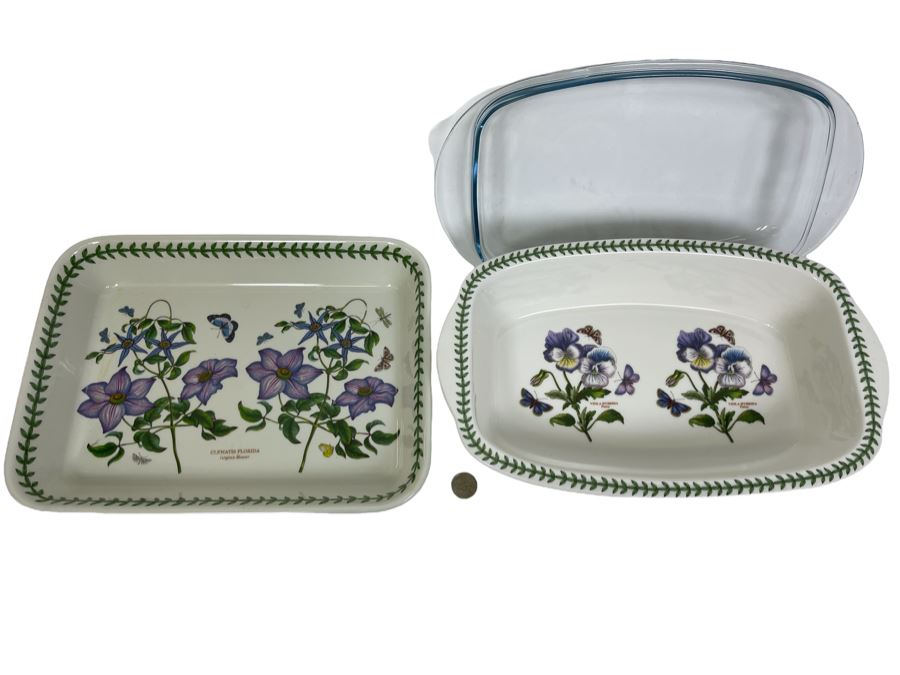 Pair Of Portmeirion Ovenware Pans 15W And 14.5W