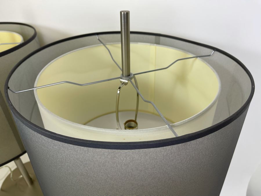 Pair Of Modern Metal Table Lamps With Double Shade [Photo 5]
