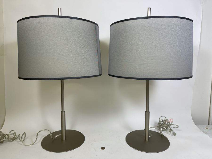 Pair Of Modern Metal Table Lamps With Double Shade [Photo 3]