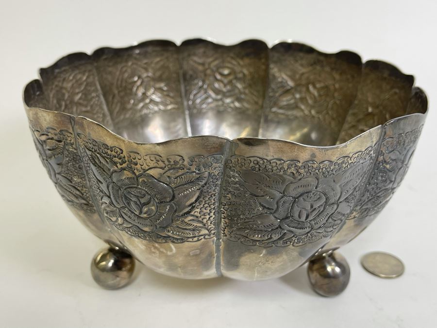 Last Minute Add - Sterling Silver Footer Bowl Mexican 7.5W X 4.5H 479g $340 Melt Value [Photo 10]