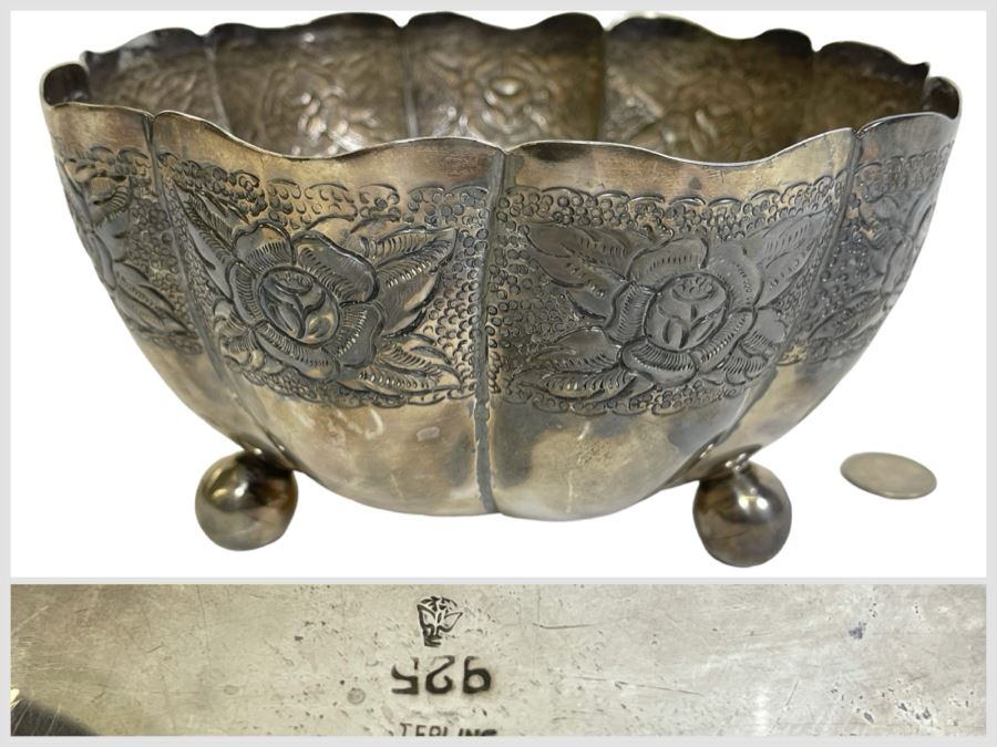 Last Minute Add - Sterling Silver Footer Bowl Mexican 7.5W X 4.5H 479g $340 Melt Value [Photo 1]