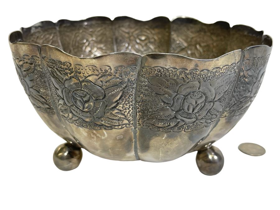 Last Minute Add - Sterling Silver Footer Bowl Mexican 7.5W X 4.5H 479g $340 Melt Value [Photo 2]