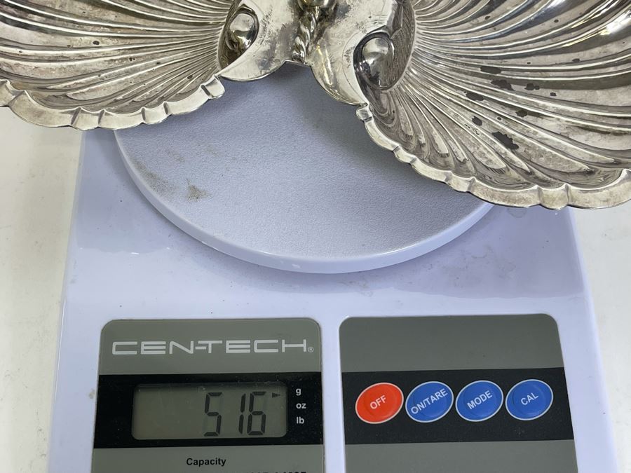 Stunning Sterling Silver Double Shell Serving Bonbon Dish With Handle Sanborns Mexican 516g $355 Melt Value [Photo 15]