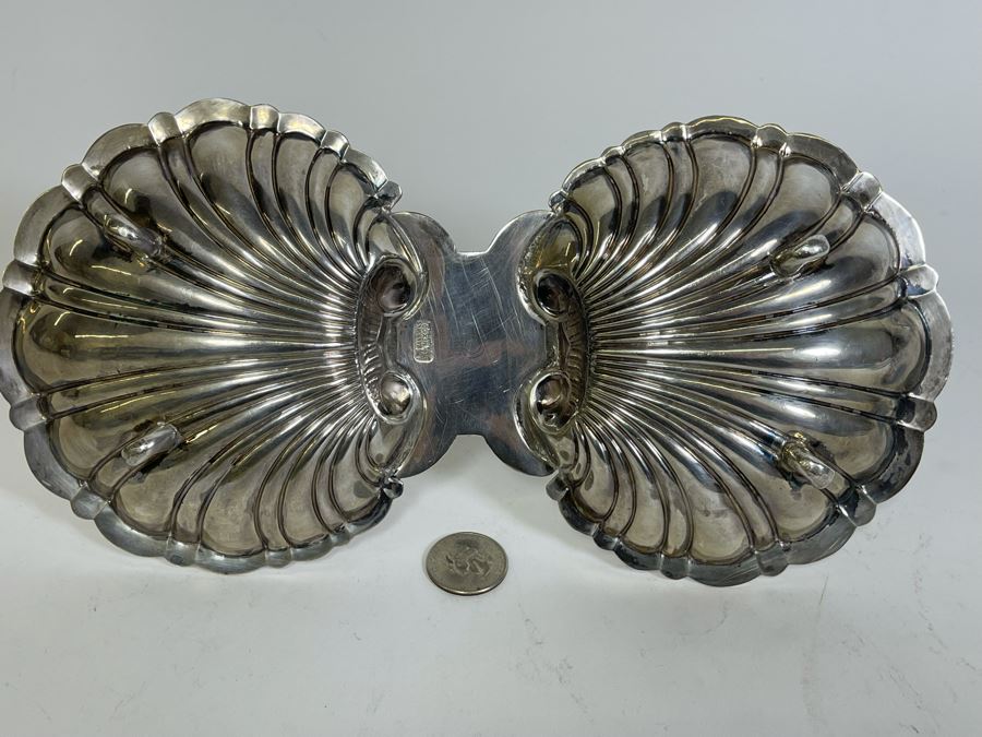 Stunning Sterling Silver Double Shell Serving Bonbon Dish With Handle Sanborns Mexican 516g $355 Melt Value [Photo 11]