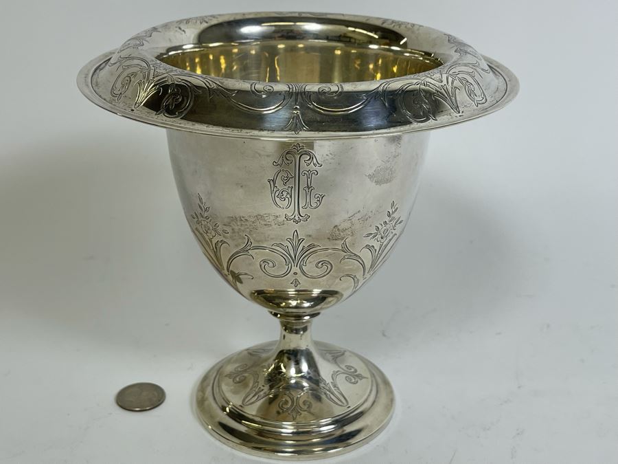 Shreve & Co San Francisco Sterling Silver Footed Wine Cooler Vase 7W X ...