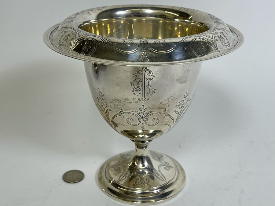 Shreve & Co San Francisco Sterling Silver Footed Wine Cooler Vase 7W X 7H 396g $272 Melt Value [Photo 3]