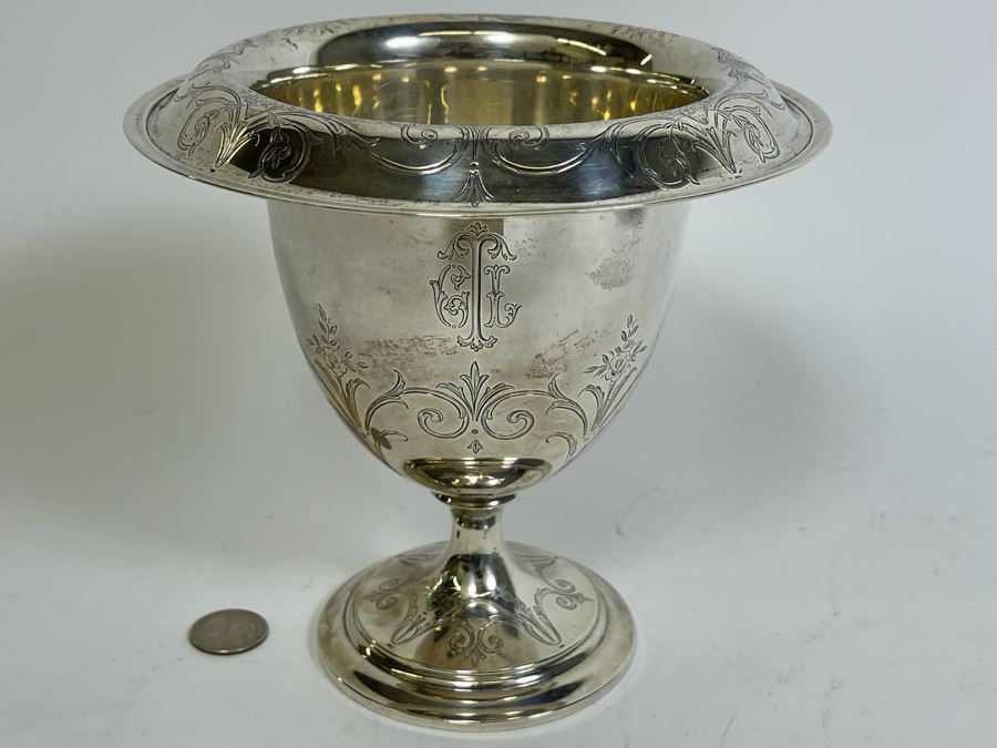 Shreve & Co San Francisco Sterling Silver Footed Wine Cooler Vase 7W X 7H 396g $272 Melt Value [Photo 6]