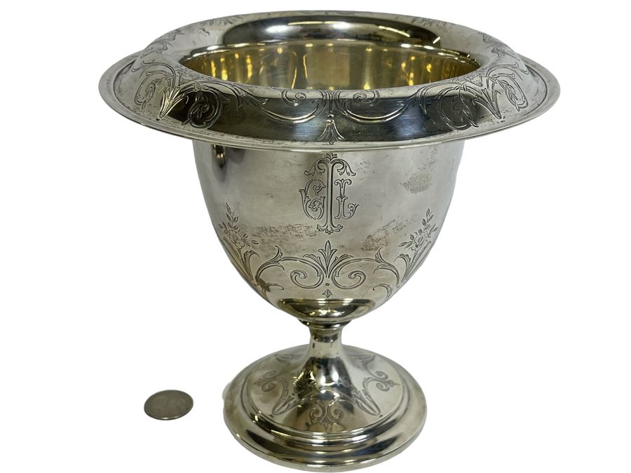 Shreve & Co San Francisco Sterling Silver Footed Wine Cooler Vase 7W X 7H 396g $272 Melt Value [Photo 2]