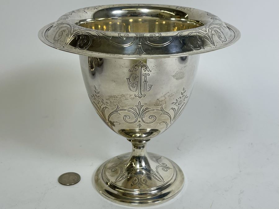 Shreve & Co San Francisco Sterling Silver Footed Wine Cooler Vase 7W X 7H 396g $272 Melt Value [Photo 4]