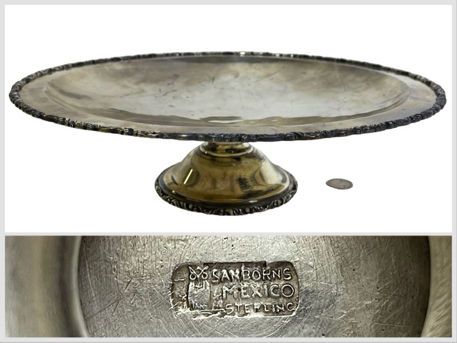 Large Sterling Silver Footed Centerpiece Bowl Sanborns Mexican 13.75R X 3.75H 1,224g $842