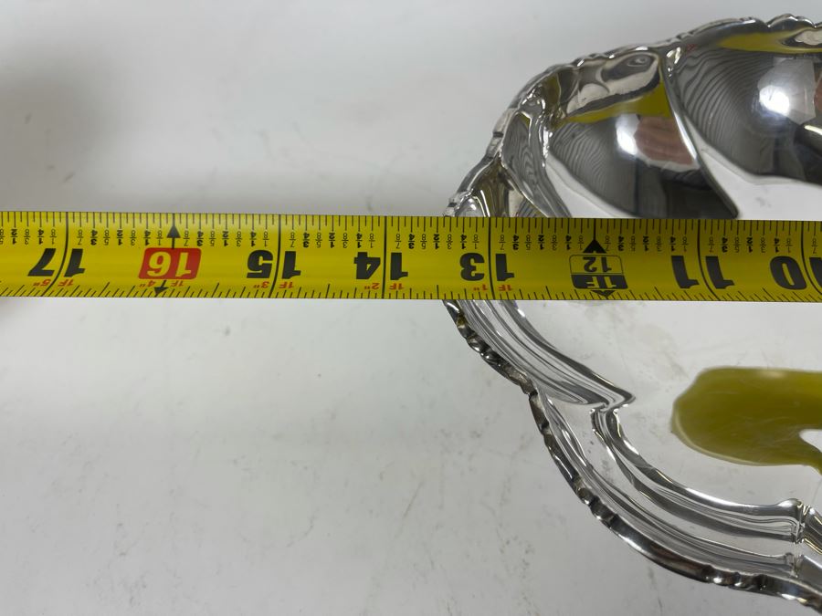 Sterling Silver Large Footed Centerpiece Bowl Mexican 13.5W X 7.5D X 2.75H 613g $422 Melt Value [Photo 13]
