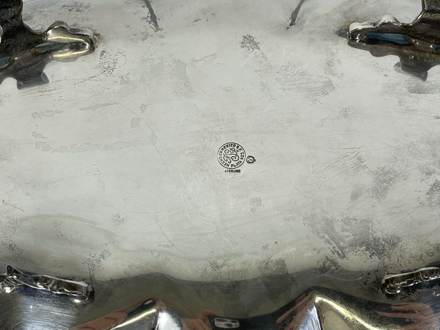 Sterling Silver Large Footed Centerpiece Bowl Mexican 13.5W X 7.5D X 2.75H 613g $422 Melt Value [Photo 11]