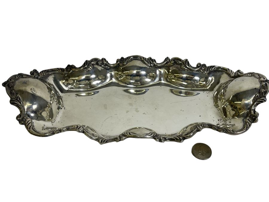 Large Ornate Sterling Silver Footed Dish Sanborns Mexican 13W X 6D X 2H 563g $388 Melt Value [Photo 2]