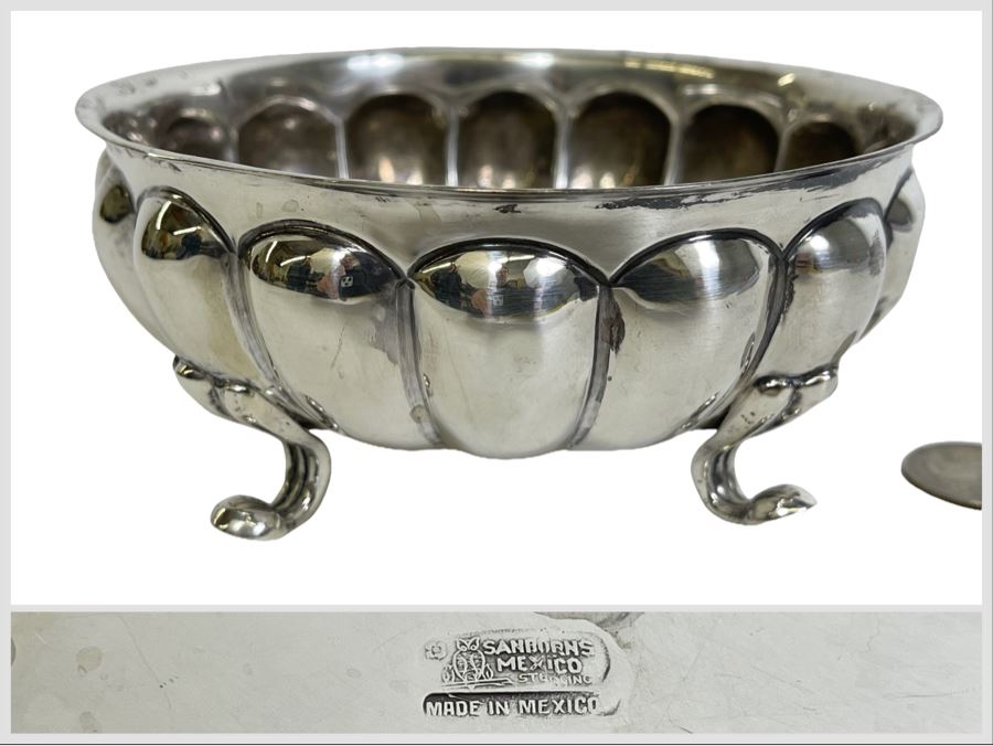 Impressive Sterling Silver Footed Bowl By Sanborns Mexico Sterling 5.5W X 2.25H 277g - $191 Melt Value