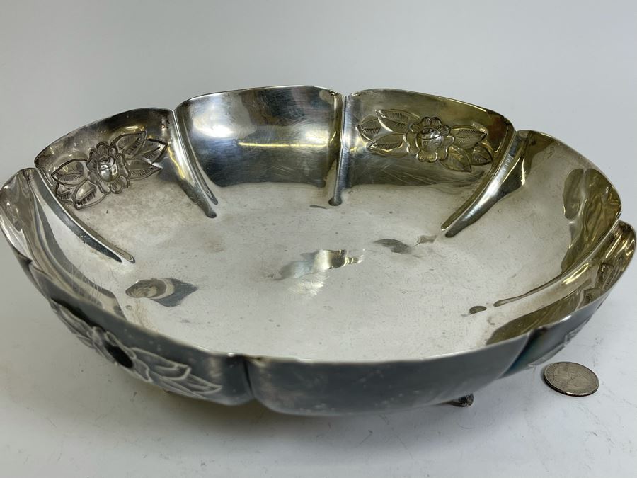 Mexican Sterling Silver 935 Footed Bowl 10.25W X 3H 684g $472 Melt Value [Photo 6]