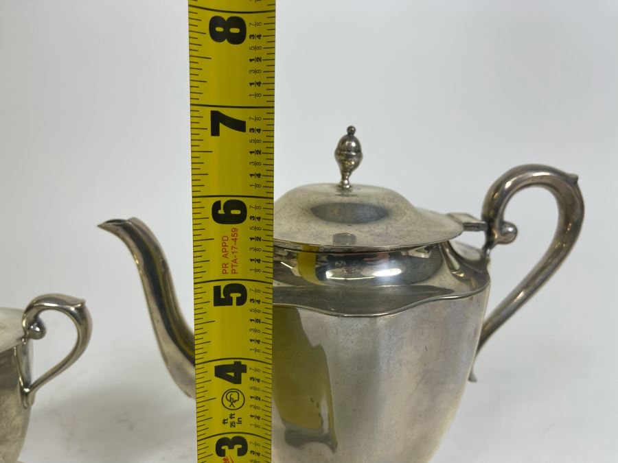 Sterling Silver Mid-Century Teapot 8W X 7H And Sugar Bowl By Kimberley Mexico 845g Melt Value $583 [Photo 14]