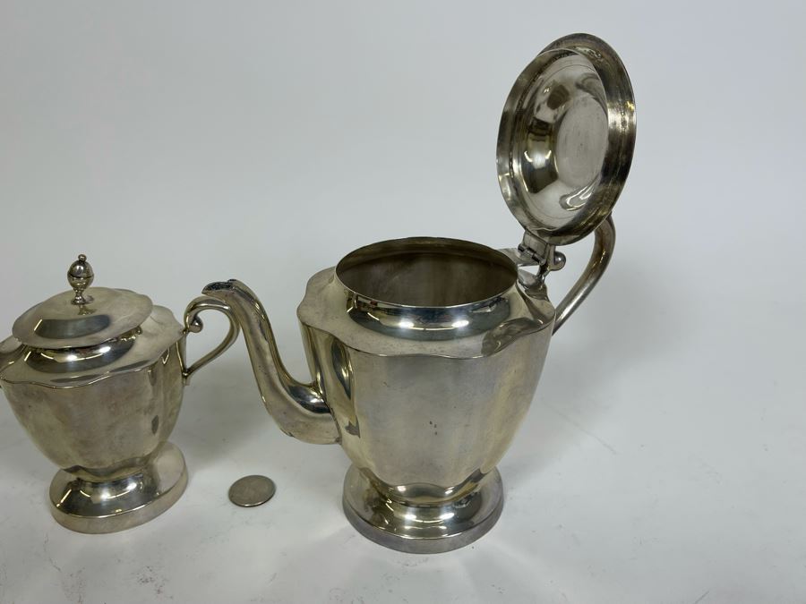 Sterling Silver Mid-Century Teapot 8W X 7H And Sugar Bowl By Kimberley Mexico 845g Melt Value $583 [Photo 8]