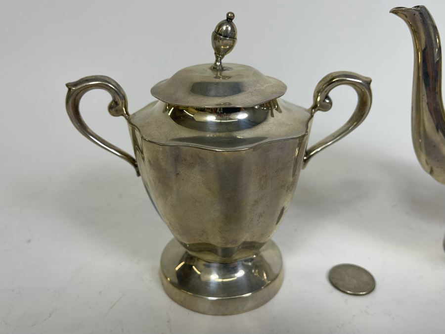 Sterling Silver Mid-Century Teapot 8W X 7H And Sugar Bowl By Kimberley Mexico 845g Melt Value $583 [Photo 6]