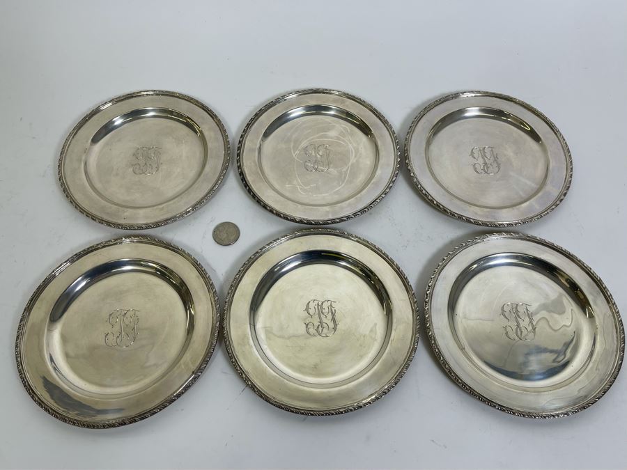 Six Sterling Silver Mexican 6.25'R Plates 1,180g $814 Melt Value [Photo 3]