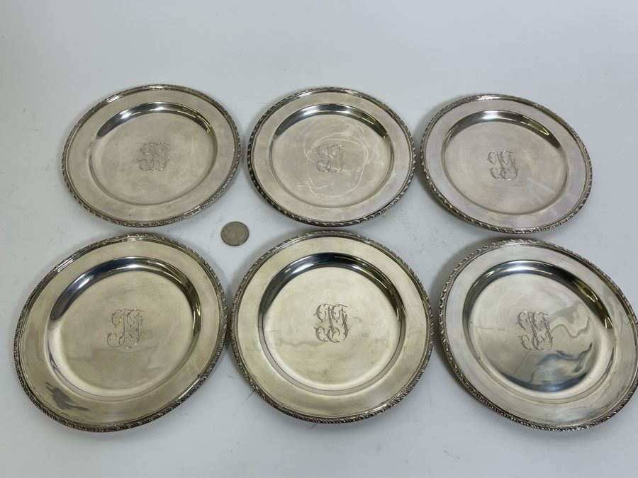 Six Sterling Silver Mexican 6.25'R Plates 1,180g $814 Melt Value [Photo 4]