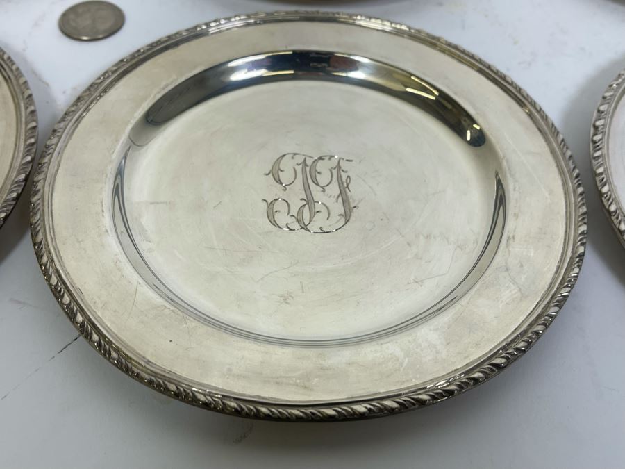 Six Sterling Silver Mexican 6.25'R Plates 1,180g $814 Melt Value [Photo 9]