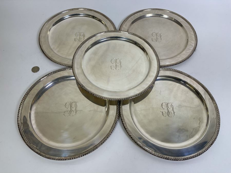 Five Heavy Sterling Silver 11' Plates Mexican 2,654g $1,832 Melt Value [Photo 2]
