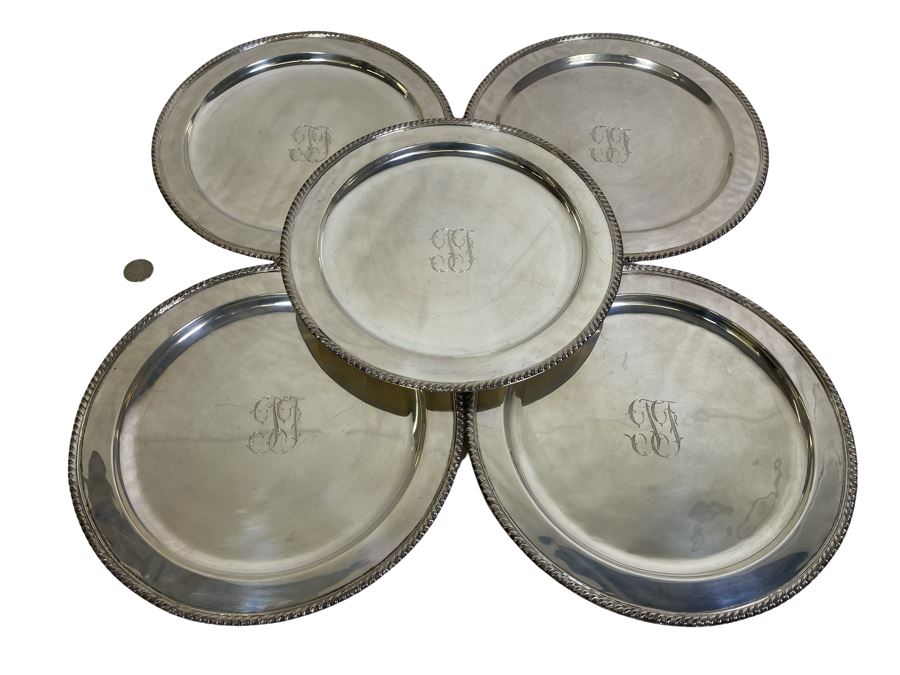 Five Heavy Sterling Silver 11' Plates Mexican 2,654g $1,832 Melt Value