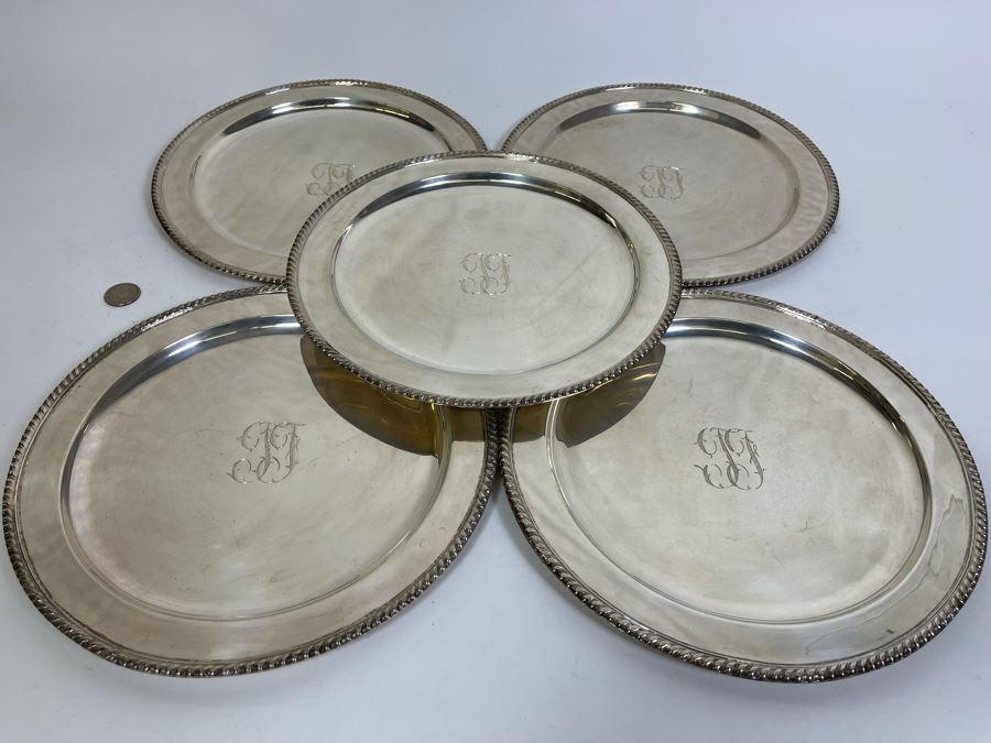 Five Heavy Sterling Silver 11' Plates Mexican 2,654g $1,832 Melt Value [Photo 4]