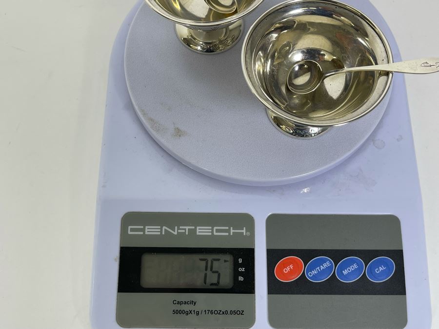 Pair Of Shreve & Co San Franciso Sterling Silver Salt Cellars With Spoons 2.75W X 1.75H 75g [Photo 12]