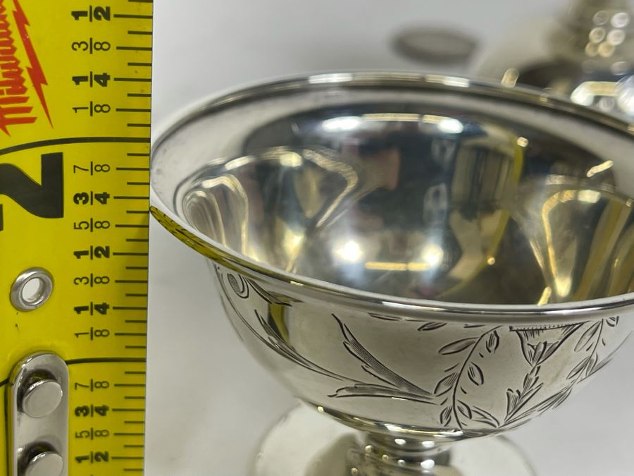 Pair Of Shreve & Co San Franciso Sterling Silver Salt Cellars With Spoons 2.75W X 1.75H 75g [Photo 11]