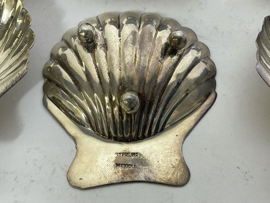 Six Sterling Silver Footed Shell Trays Dishes Mexico 2.5W X 3D X 0.5H 141g $97 Melt Value [Photo 7]