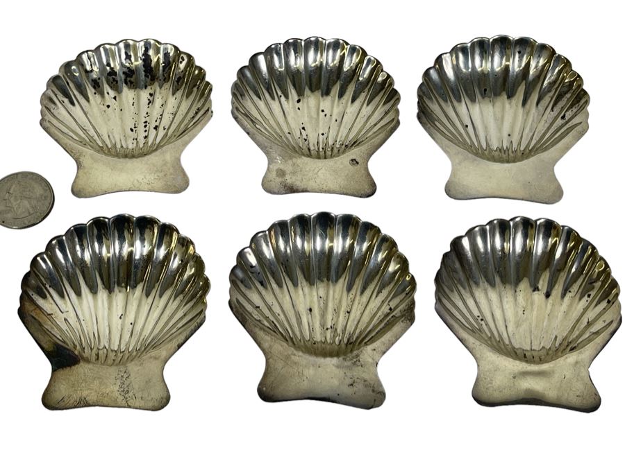 Six Sterling Silver Footed Shell Trays Dishes Mexico 2.5W X 3D X 0.5H 141g $97 Melt Value [Photo 1]