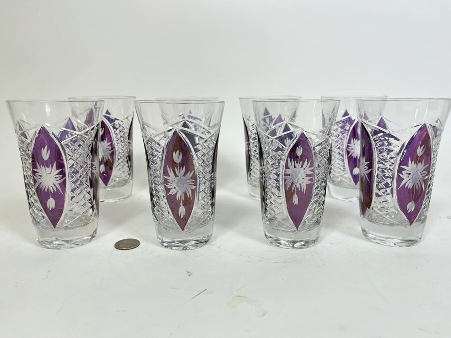 Eight Vintage Cut Crystal Glasses 5.5H [Photo 2]