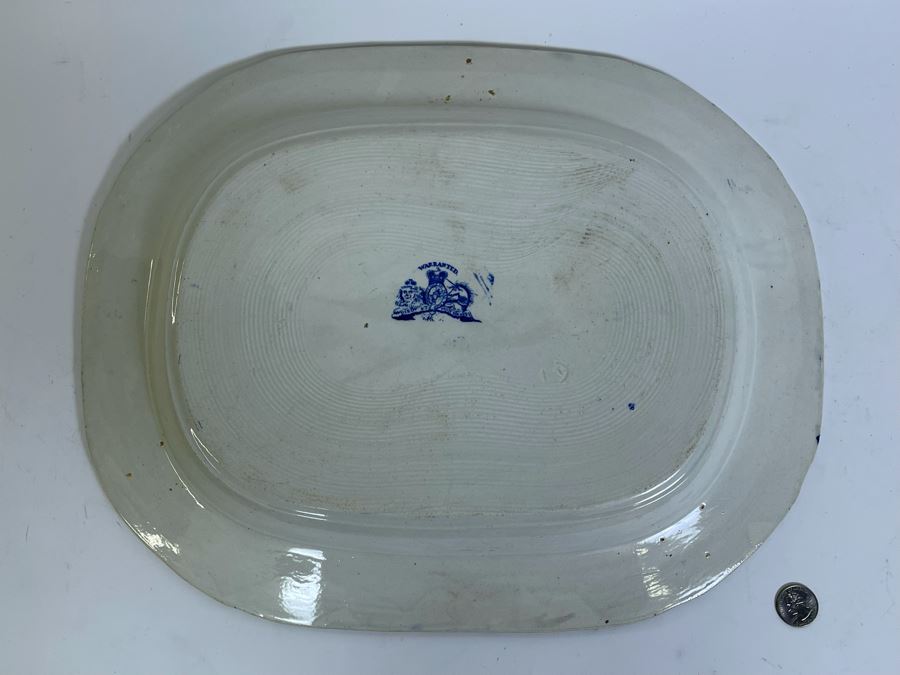 Vintage English Blue & White Platter 17.5 X 14 [Photo 5]