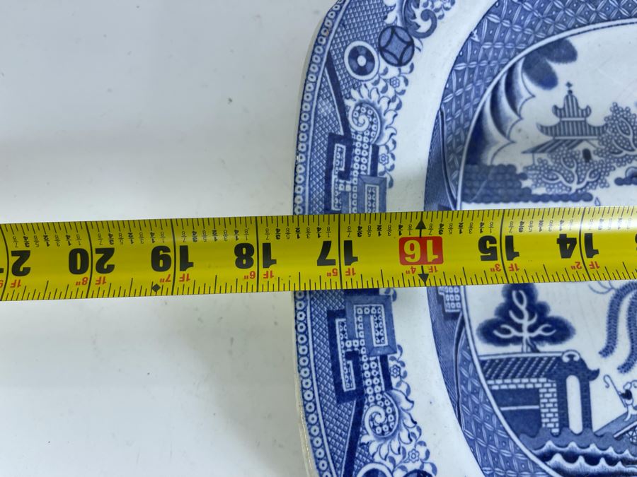 Vintage Blue & White English Platter 17.5 X 14 [Photo 6]