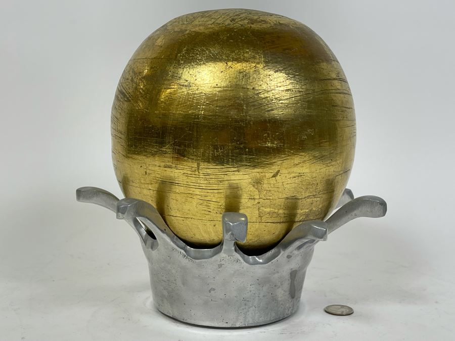 Interesting Sculpture Of A Metal Crown Base Supporting A Gilt Wooden