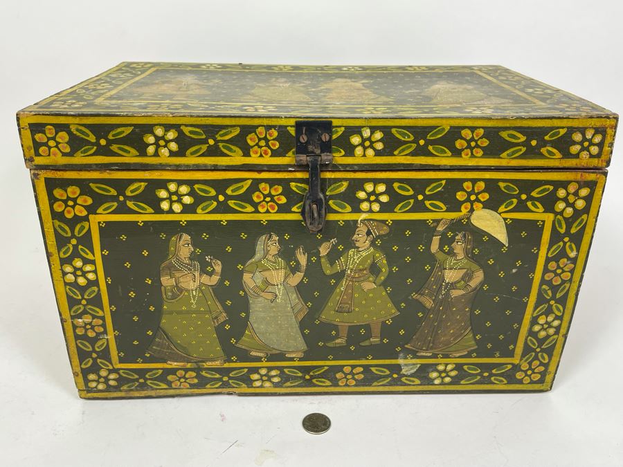 Handpainted Indian Wooden Box 16W X 10D X 10H [Photo 2]