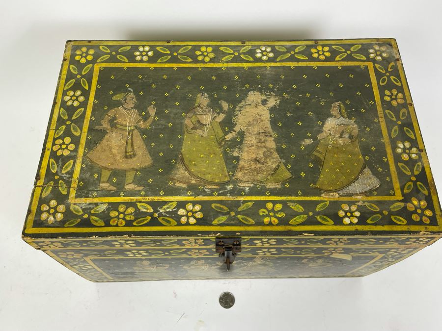 Handpainted Indian Wooden Box 16W X 10D X 10H [Photo 4]